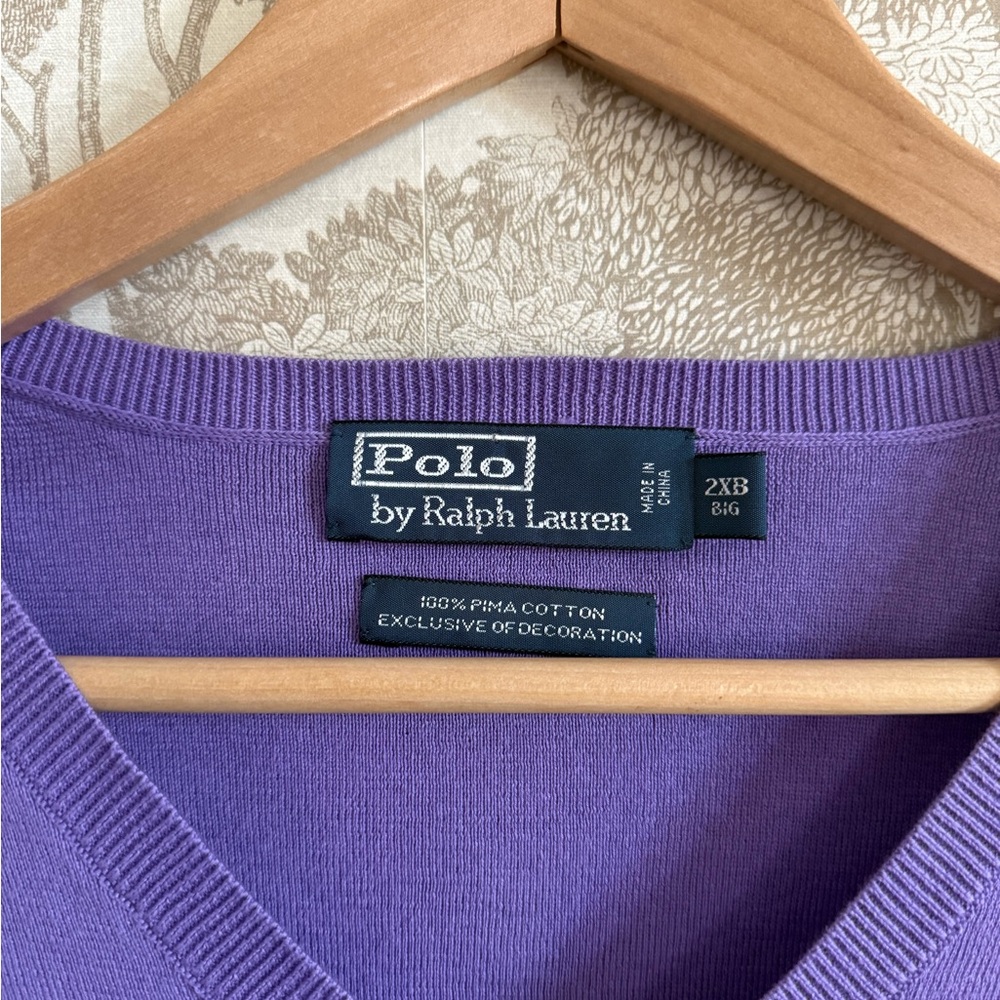 Polo Ralph Lauren Purple V-Neck Sweater Vest - Picture 4 of 4